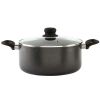 4.8 Quart Nonstick Charcoal Exterior Caldero or Dutch Oven with Glass Lid for Cooking or Serving