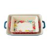 Fancy Flourish 2-Piece Rectangular Ceramic Baker Set