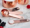 Kitchen Accessories 4Pcs/Set Measuring Cups Spoons Stainless Steel Plated Copper Wooden Handle Cooking Baking Tools