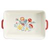 Sweet Romance Blossoms Red, Teal 2-Piece Rectangular Ceramic Baking Dish