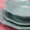 20pc Stoneware Antique Scallop Dinnerware Set Blue