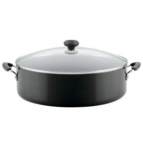 Easy Clean 14" Nonstick Family Pan, Jumbo Cooker With Lid (Color: black)